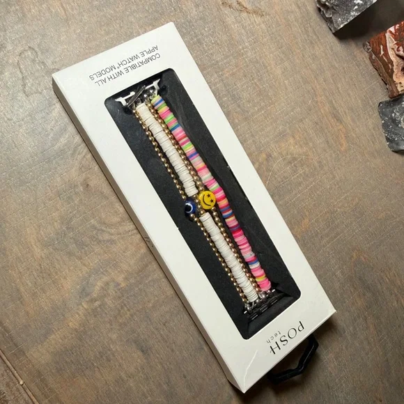 Posh Pink, White & Gold Multi-Stack Beaded Bracelet Set for Apple Watch. - Picture 1 of 8